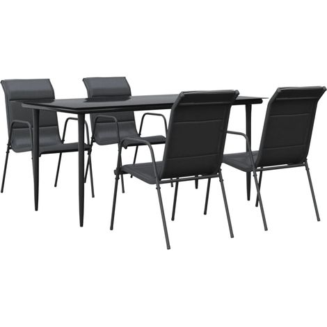 Ensemble à manger de jardin 5 pcs  Mobilier de jardin noir textilène et acier (1/5)