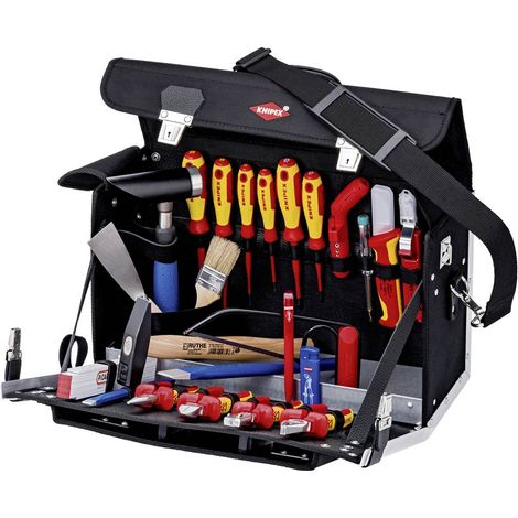 Knipex – Borsa per attrezzi elettricista 44 x 27 x 18 cm – Poliestere rinforzato – 23 attrezzi certificati VDE – Leggera e resistente (1/2)