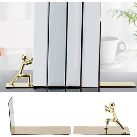 Sujetalibros con forma de hombre, fabricados en acero inoxidable chapado en oro: diseño decorativo moderno. (1/5)