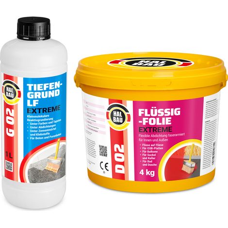HALBAU Dichtset für Duschabdichtung Bad Abdichtung Dichtband Flüssigfolie 4kg H201 (1/5)