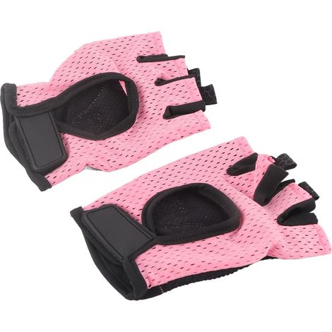 Lot de 2 gants de sport demi-doigts hautement élastiques et antidérapants pour haltères, yoga aérien et entraînement (Rose M) (1/5)