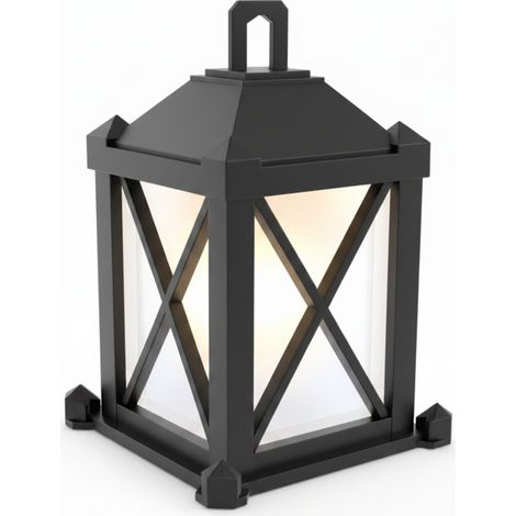 Lanterne LED noire, lanterne décorative LED pour bougie chauffe-plat