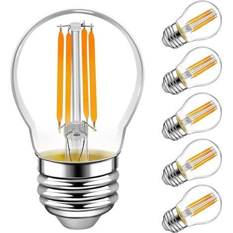 E27 LED Ampoules, Ampoules à incandescence à LED, 4.5W (Equivalent 50W), E27 Candélabre, Blanc Chaud, 2700K, Paquet de 6 (P45 2700K) (1/5)