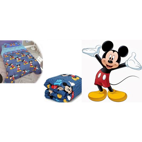 PIUMONE DISNEY TOPOLINO MICKEY TRAPUNTA SINGOLO MORBIDA SOFFICE UNA PIAZZA