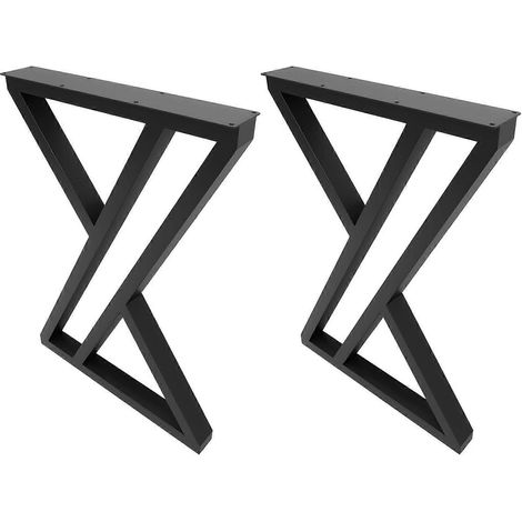 Deux pieds de table en métal en forme de X, style industriel noir (1/5)