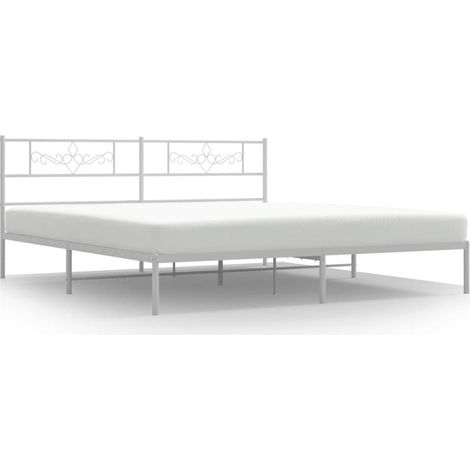 Maison Exclusive - Bettgestell mit Kopfteil Metall Weiß 200x200 c