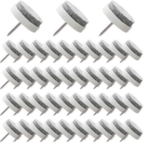 50 Pcs Nail-On Chair Pads 24mm White Felt Chair Pads for Protecting Furniture Feet