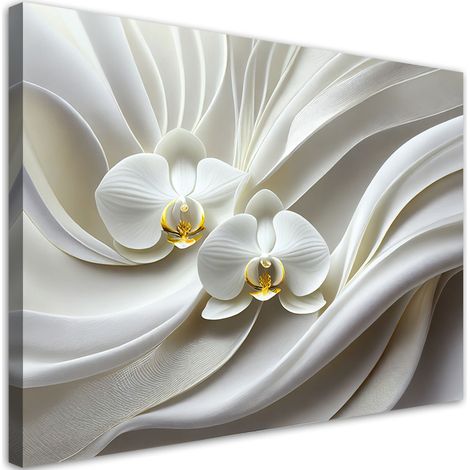 Tableau sur toile Tableau sur toile Orchidée blanche abstraction 3D 90x60 (1/5)