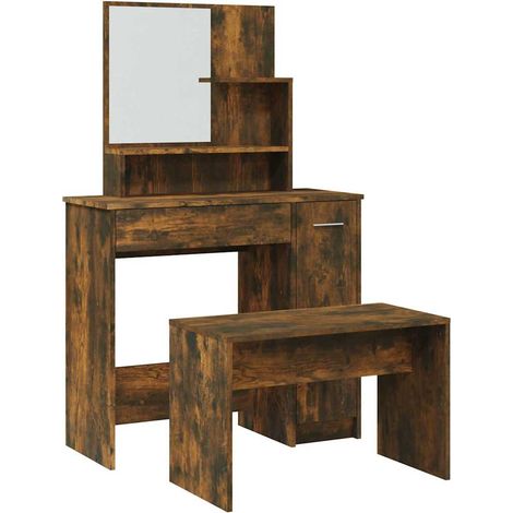 Maison Exclusive - Schminktisch-Set Räuchereiche 86,5x35x136 cm (1/5)