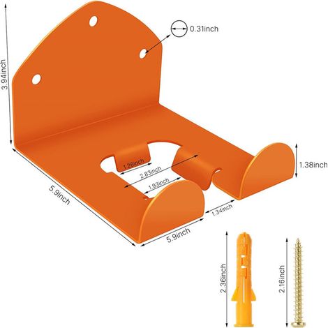 Support Mural Rangement Outil Orange Acier 15x14x10cm Vis Chevilles Inclus Garage Atelier Jardin Débroussailleuse (1/5)