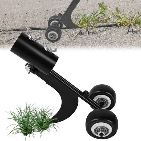 Désherbeur manuel à roues pour le jardin, crochet ergonomique pour carrelage, allée et terrasse, pour fissures et crevasses (1/5)