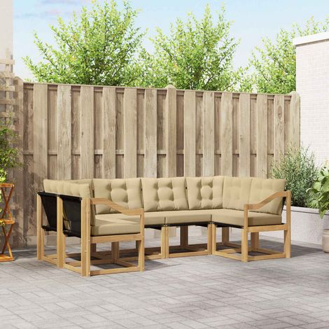 vidaXL Outdoor-Sofagarnitur mit Kissen 6 pcs Weiß und Beige (1/5)