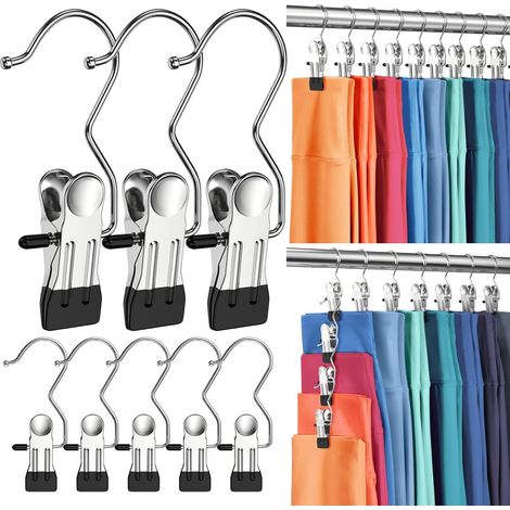 Cintre À Pantalon Avec Pince - Acier Inoxydable - Pour Leggings Jeans Jupes Shorts - Suspension Verticale Ou Horizontale - Lot De 30 (1/5)
