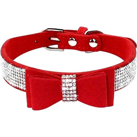 Collier pour chien strass (rouge M)-