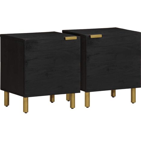 vidaXL Bedside Cabinet 2 pcs Black 40x33x46 cm Solid Wood Mango