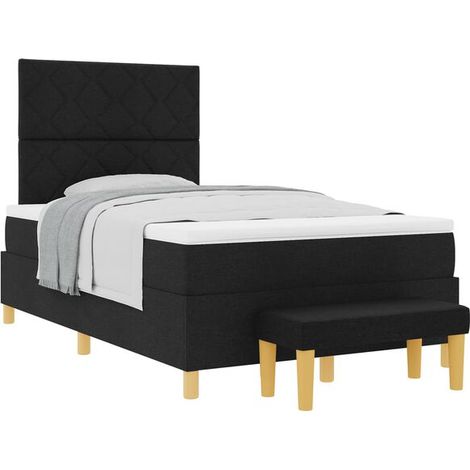 Matelas à ressorts rembourré, noir, 200 x 120 cm, recouvert de tissu. (1/5)