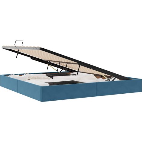 Maison Exclusive - Letto ottomano con archiviazione Blu Scuro 200 x 200 cm Velluto