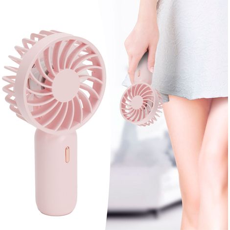 Ventilador de viaje USB recargable con potente flujo de aire, 3 velocidades y correa de transporte para la escuela o la oficina – Rosa (1/5)