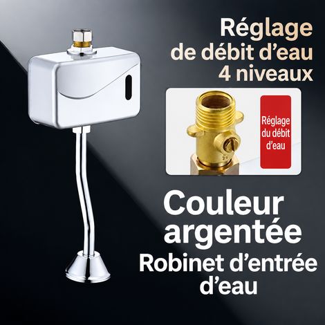 Chasse d'eau urinoir gris argenté, capteur d'urinoir en saillie, arrivée d'eau par le haut avec réglage, 1 × 1 × 1 cm, 500 g – Livraison gratuite
