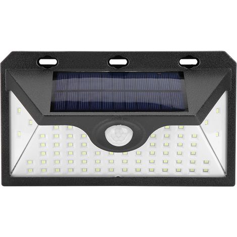 Applique murale extérieure solaire à 66 LED avec détecteur de mouvement, étanche pour une utilisation en extérieur dans les jardins ruraux. (1/5)