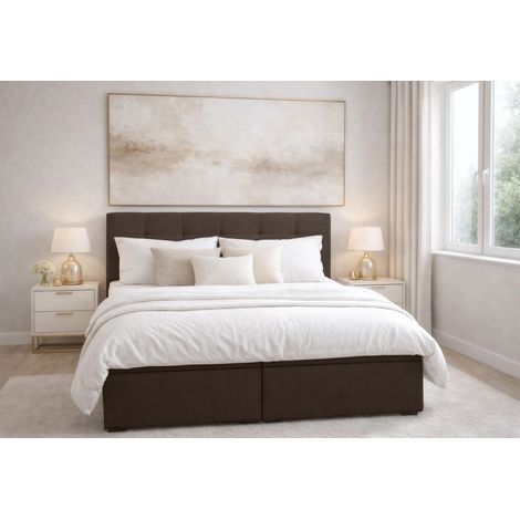 AX LIVING Boxspringbett Galata 140x200 Brown ohne Topper Bettkasten Komfortbett