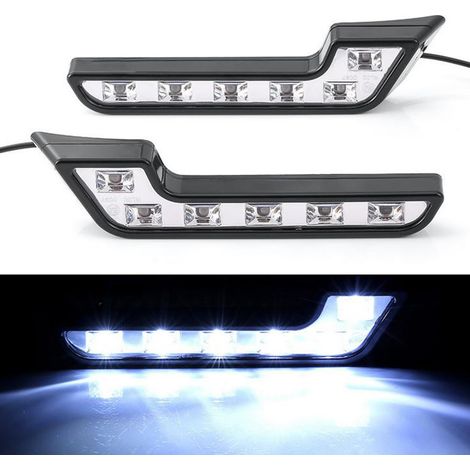 Lot de 2 phares longue portée en forme de L 12 V, feux de jour et antibrouillard, accessoires auto résistants et étanches (1/2)