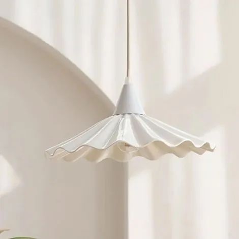Suspension moderne plissée en forme de feuille de lotus - Guirlande lumineuse ajustable, 120 cm (douille E27) - Idéale pour bars, salons et chambres - Lumière blanche (1/3)