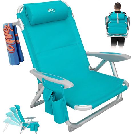 Chaise de Plage Pliable Fauteuil de Plage Camping à 4 Position Réglable Siege de Plage Pliante Portable Chaise Basse de Camping en Aluminium Charge 120 kg pour Voyage Pique-Nique Jardin (1/5)