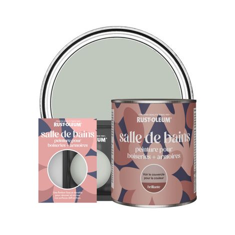 Peinture pour Boiseries & Armoires de Salle de Bains, Finition Brillante - Vert Craie (1/2)