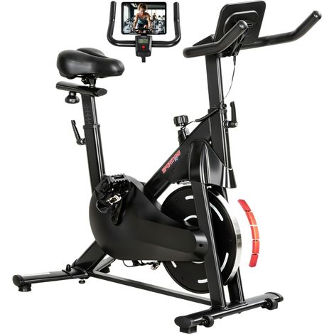 Vélo d'appartement magnétique réglable avec écran LCD siège et guidon ajustables roues noires idéal pour fitness à domicile (1/5)