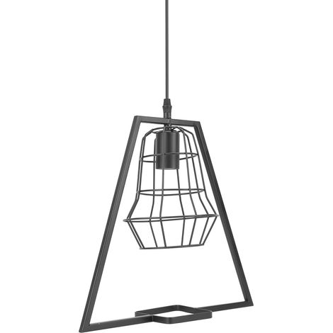 E26/E27 Hängeleuchte im Vintage-Käfig-Design aus Eisen für Wohn- und Schlafzimmer, 85–245 V, Leuchtmittel nicht enthalten, schwarz (1/5)