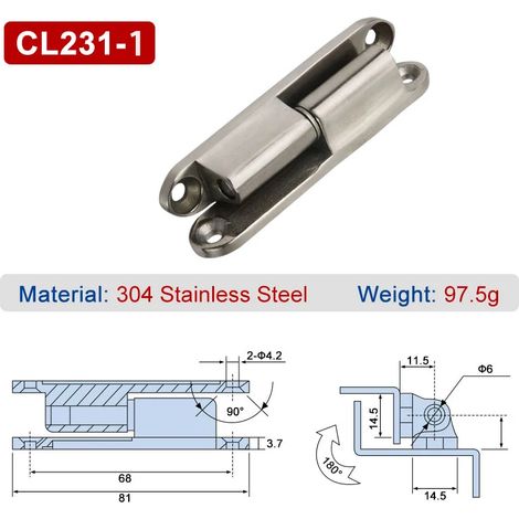 (CL231-1-304) 2 charnières mâles/femelles détachables en acier inoxydable CL231-1-2, charnières enfichables en alliage de zinc pour boîtier électrique, charnières de porte amovibles (1/5)