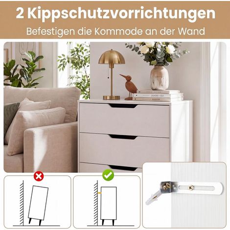 Design blanc moderne, rangement pratique au quotidien, commode 3 tiroirs pour chambre, entrée ou salon (1/5)