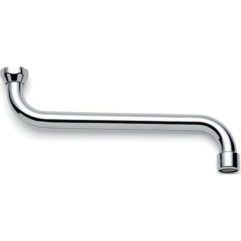 Schläfer 400314 Canna di Ricambio Girevole per Rubinetto Cucina a Parete a S, Lunghezza 25 cm con Ghiera 3/4" (Ø 24,9 mm), Compatibile con Aeratore Neoperl Anticalcare M22 (Incluso)