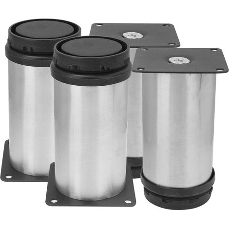Ensemble de 4 pieds de meubles ronds réglables en acier inoxydable plaqué, 50x100mm, adaptés aux canapés et aux tables basses. (1/5)