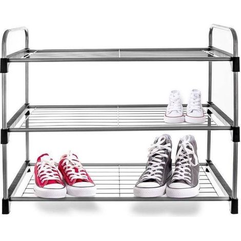 3-stöckiger Schuhschrank aus Metall, 65,5 x 30 x 54 cm