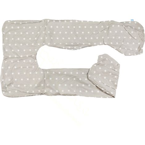 Taie d'oreiller de grossesse BabyUniverse Type U 100 % coton - Étoiles grises (1/4)