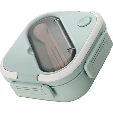 Boîte à bento à compartiments en plastique, isotherme et étanche, idéale pour l'école et les devoirs, compatible micro-ondes, verte (1/5)