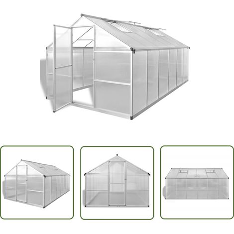 The Living Store Serre renforcée en aluminium avec cadre de base 9,025 m² - Serre De Jardin - Serre En Aluminium - Serre Transparente - Serre Polycarbonat - Abri Jardin (1/5)