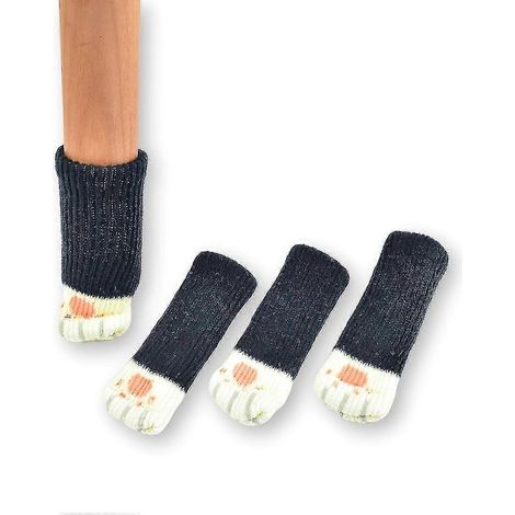 Stück gestrickte Stuhlbeinkappen/Tischbeinüberzüge mit Katzenkrallenmuster-Black