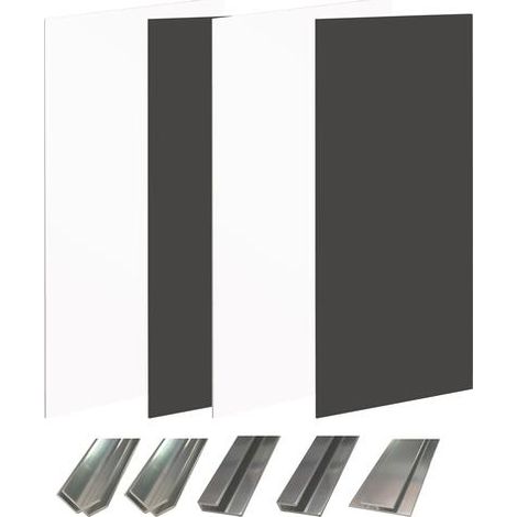 ONDEE - Kit instalación paneles murales nicho WALLDECO 200cm blanco/negro perfil cromado