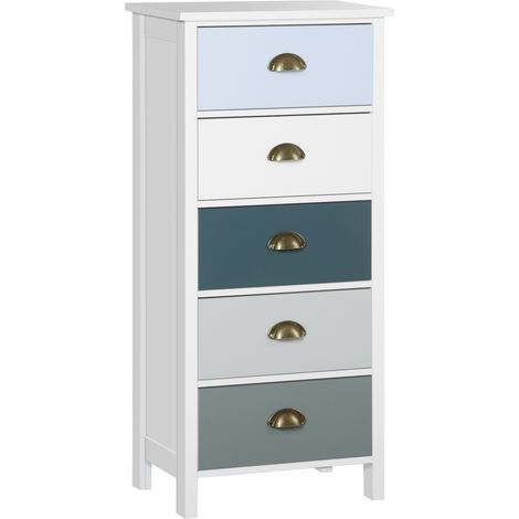 Chiffonnier néo-rétro PISTACHE bleu, gris et blanc