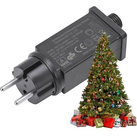 Adaptateur Alimentation pour Guirlandes Lumineuses - Bloc Alimentation 12V Fiche EU Pour Guirlandes Lumineuses,Transformateur Étanche IP44 pour Décora (1/5)