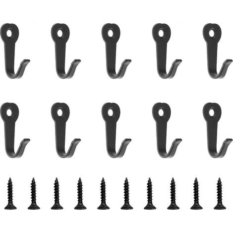 Crochets, lot de 10 cintres simples avec vis, crochets muraux en métal pour vêtements, chapeaux et écharpes, etc.