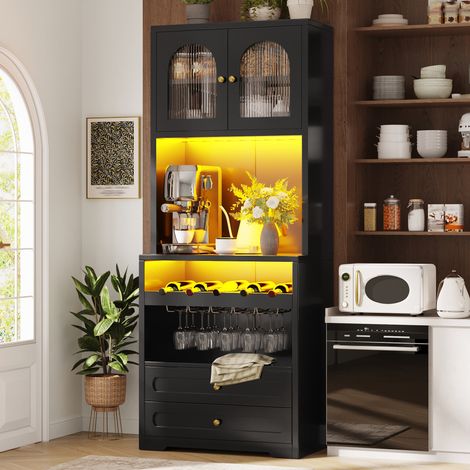 Armario aparador alto con LED y botellero OKMYHOME (1/5)