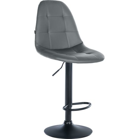 Sgabello da bar x1 con poggiapiedi sedile girevole regolabile in altezza in PVC grigio struttura in metallo nero 100004815