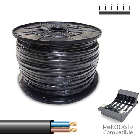 Cavo flessibile piatto H05VVH2-F 2x1,00 mm² nero (300 metri di lunghezza in bobina Ø40x20cm) (1/2)