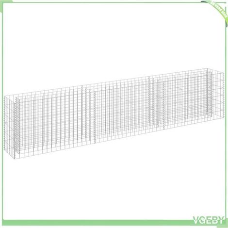 Lit surélevé à gabion - FAFEICY - 145638 - 270x30x60 cm - Acier galvanisé - Argenté (1/5)