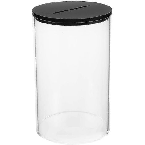 Bocal à économies élégant en acrylique, idéal pour ranger votre argent. Parfaitement adapté aux commerces à fort passage et à un usage domestique. Dimensions : 13 x 8 x 8 cm. (1/5)