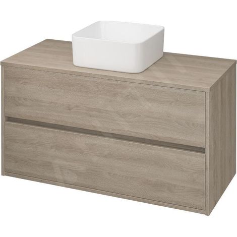 Cersanit Crea - Meuble lavabo, 53x100x45 cm, 2 tiroirs, chêne S924-012 (1/2)